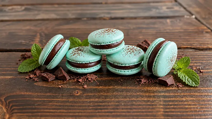 Mint-Chocolate Macarons